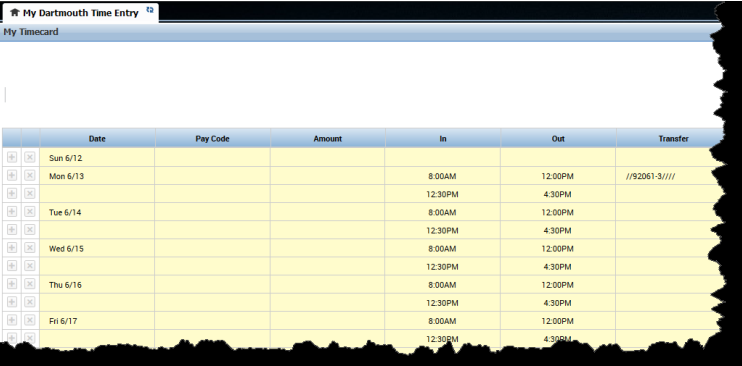 Yellow Background - timecard has been approved