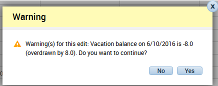 Warning of overdrawing Vacation time