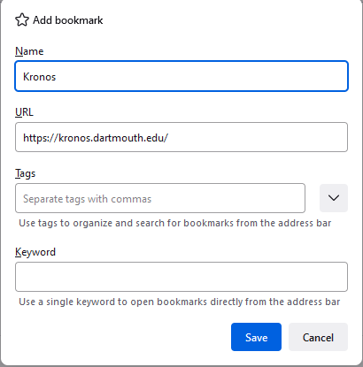 Add Bookmark in Firefox