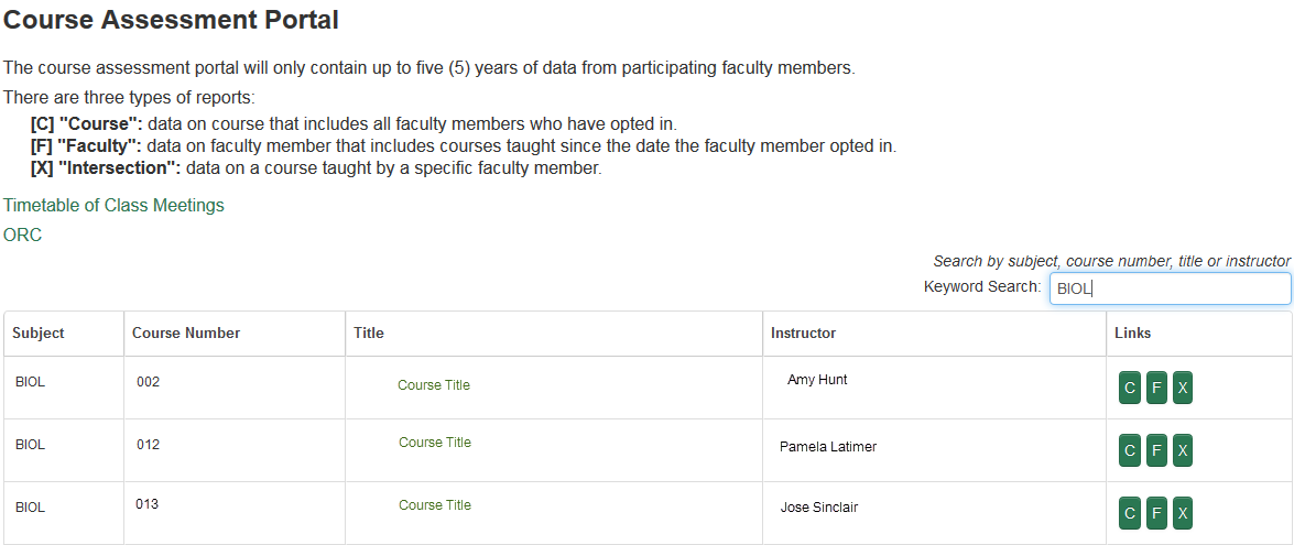 course assessment portal